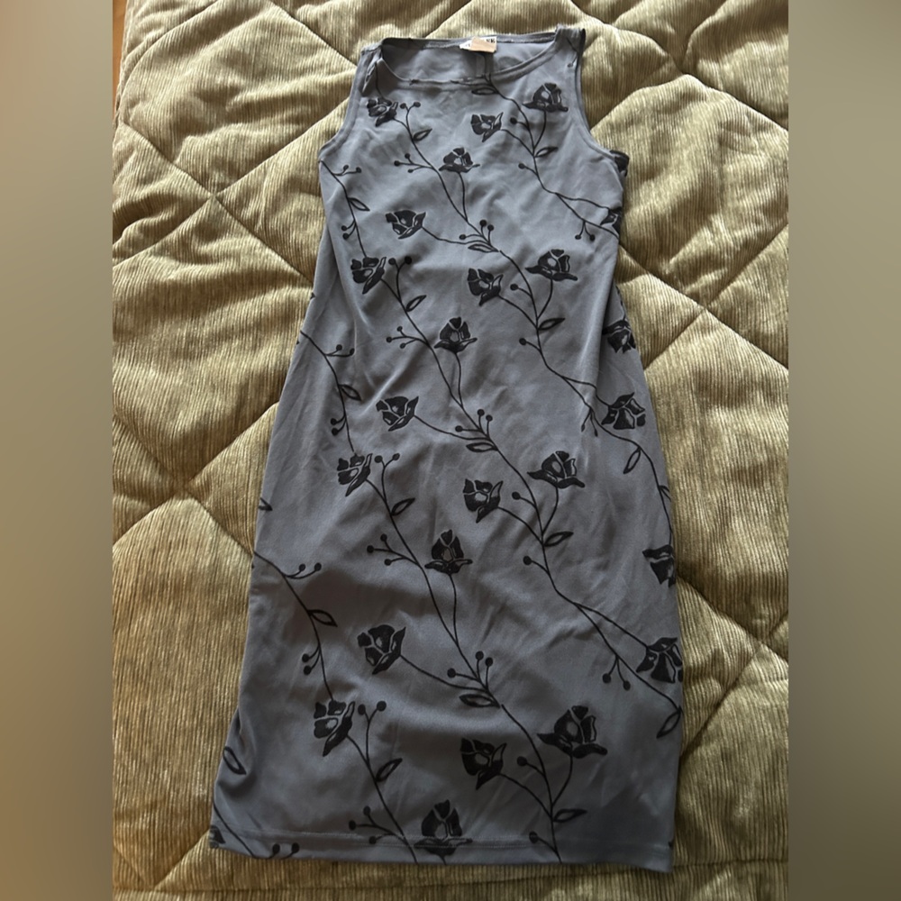 Floral Black and Gray Mini Dress